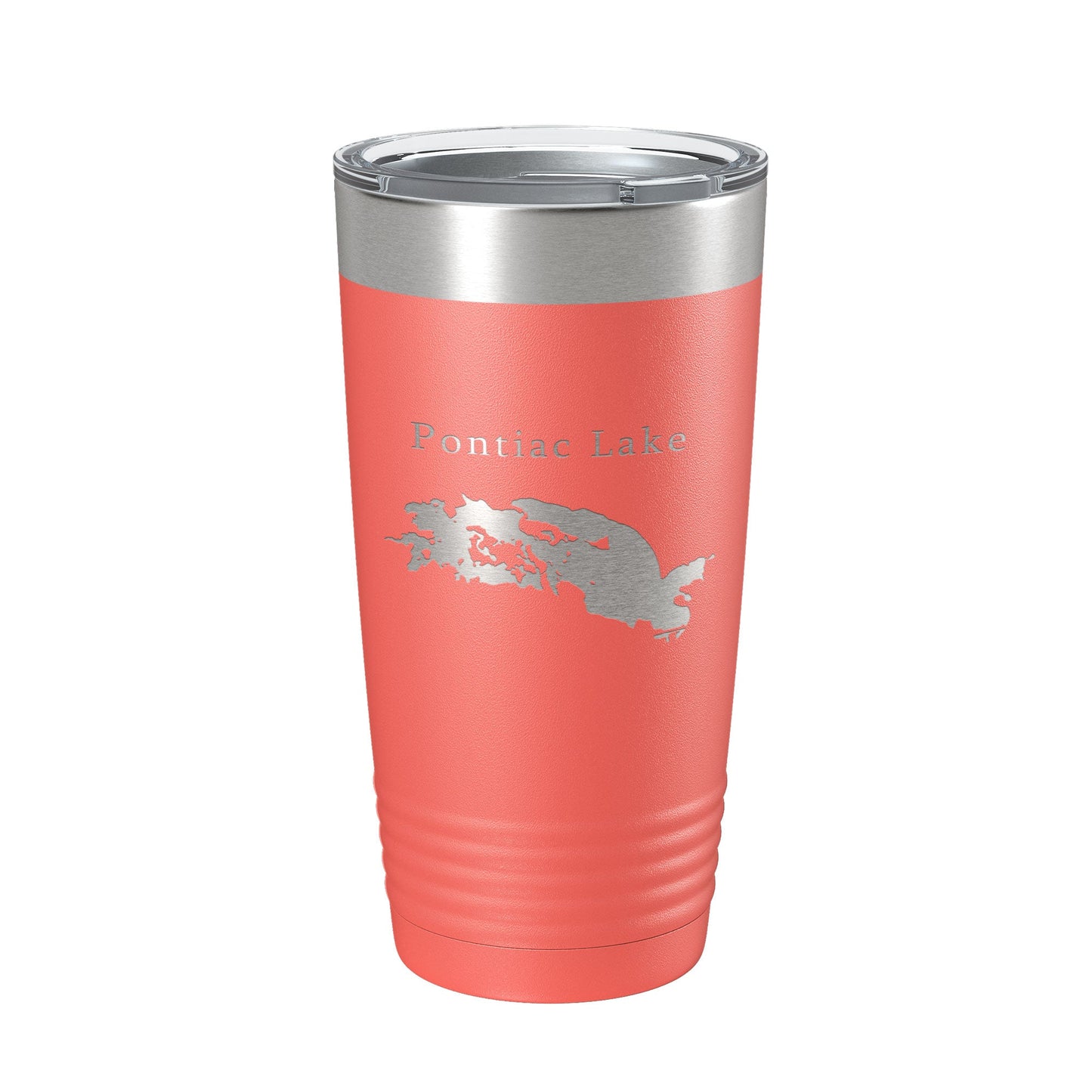 Pontiac Lake Map Tumbler Travel Mug Insulated Laser Engraved Coffee Cup Michigan 20 oz-20
