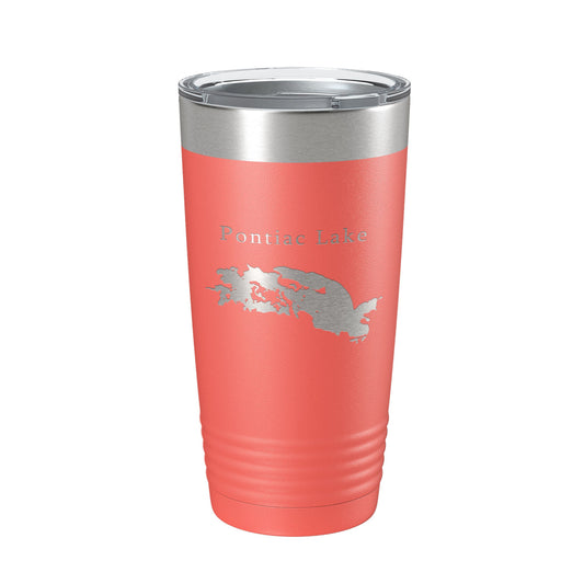 Pontiac Lake Map Tumbler Travel Mug Insulated Laser Engraved Coffee Cup Michigan 20 oz-20