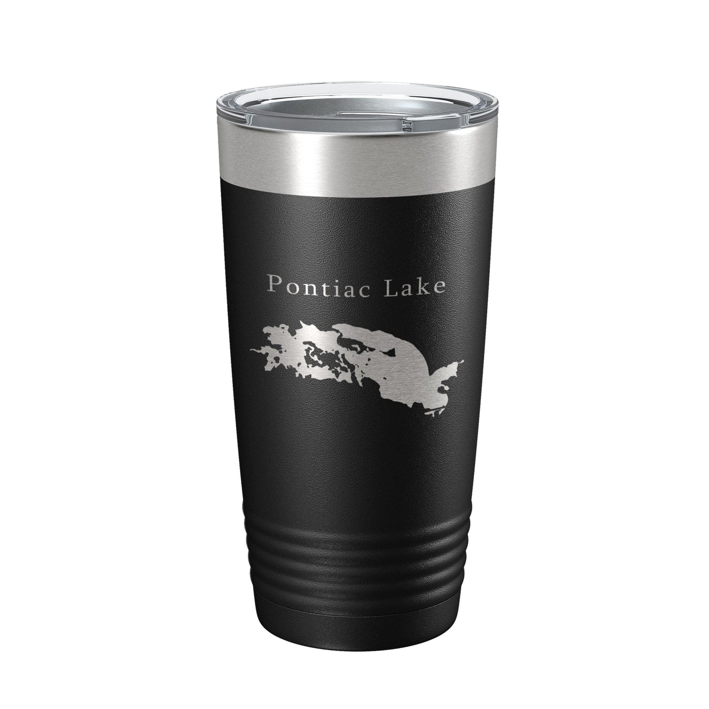 Pontiac Lake Map Tumbler Travel Mug Insulated Laser Engraved Coffee Cup Michigan 20 oz-0