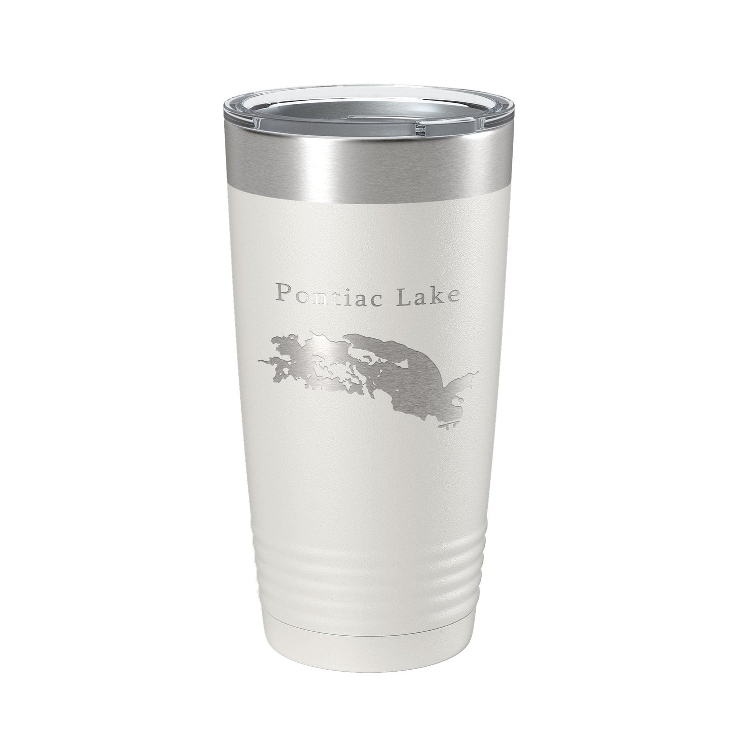 Pontiac Lake Map Tumbler Travel Mug Insulated Laser Engraved Coffee Cup Michigan 20 oz-1