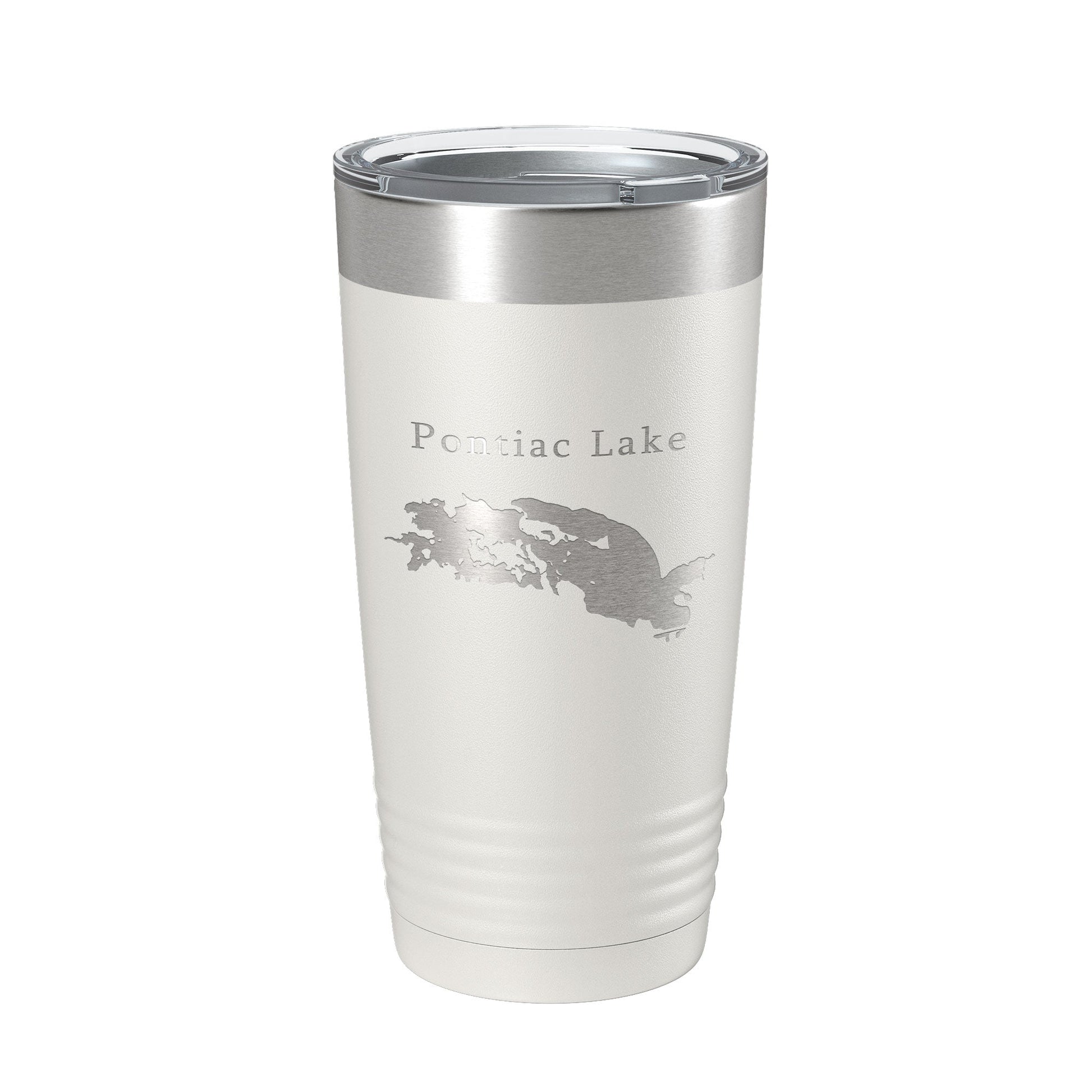Pontiac Lake Map Tumbler Travel Mug Insulated Laser Engraved Coffee Cup Michigan 20 oz-1