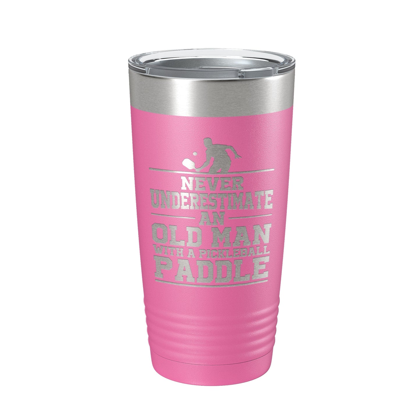 Funny Pickleball Tumbler Never Underestimate An Old Man With A Pickle Ball Paddle Travel Mug Insulated Laser Engraved Coffee Cup Gift 20 oz-11